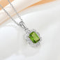 Vintage Olive Zircon Sterling Silver Necklace for Women Collarbone Chain Jewelry - Suoaint